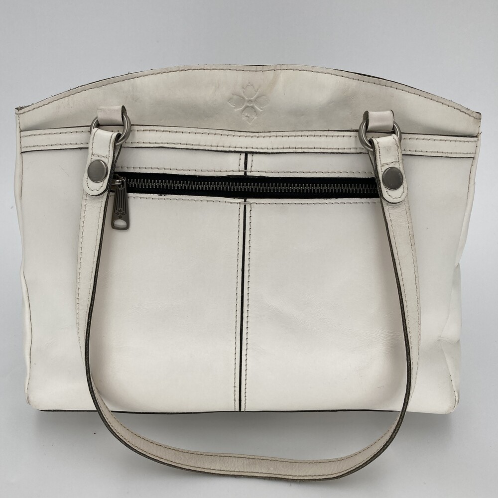 Patricia Nash Chalk White Leather Varsi Shoulder Bag Multi Pocket Tote
